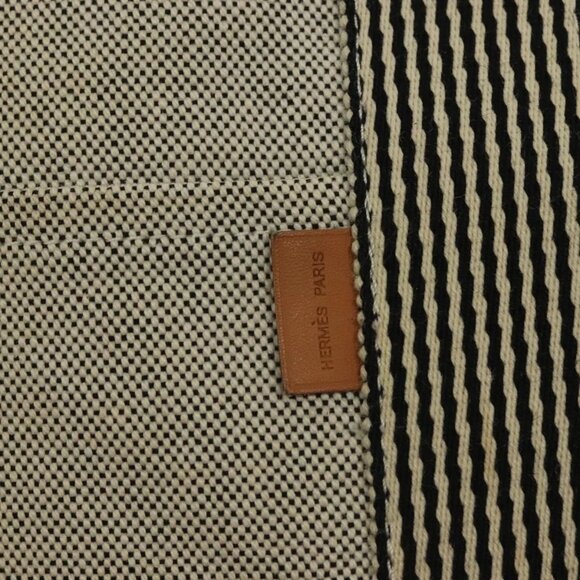 HERMES Fourre Tout MM Hand Bag Canvas Gray Silver Auth - Picture 9 of 16